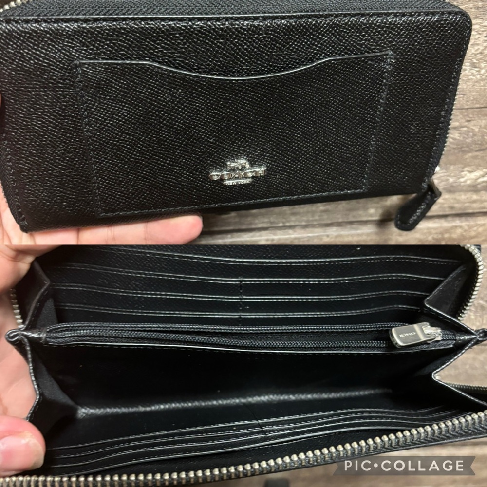 Coach Black Textured Zip Wallet